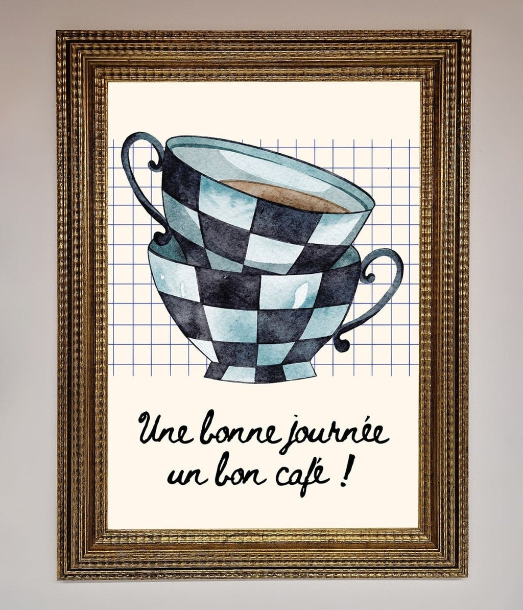 Blue Teacup Stack Kitchen Framed Wall Art