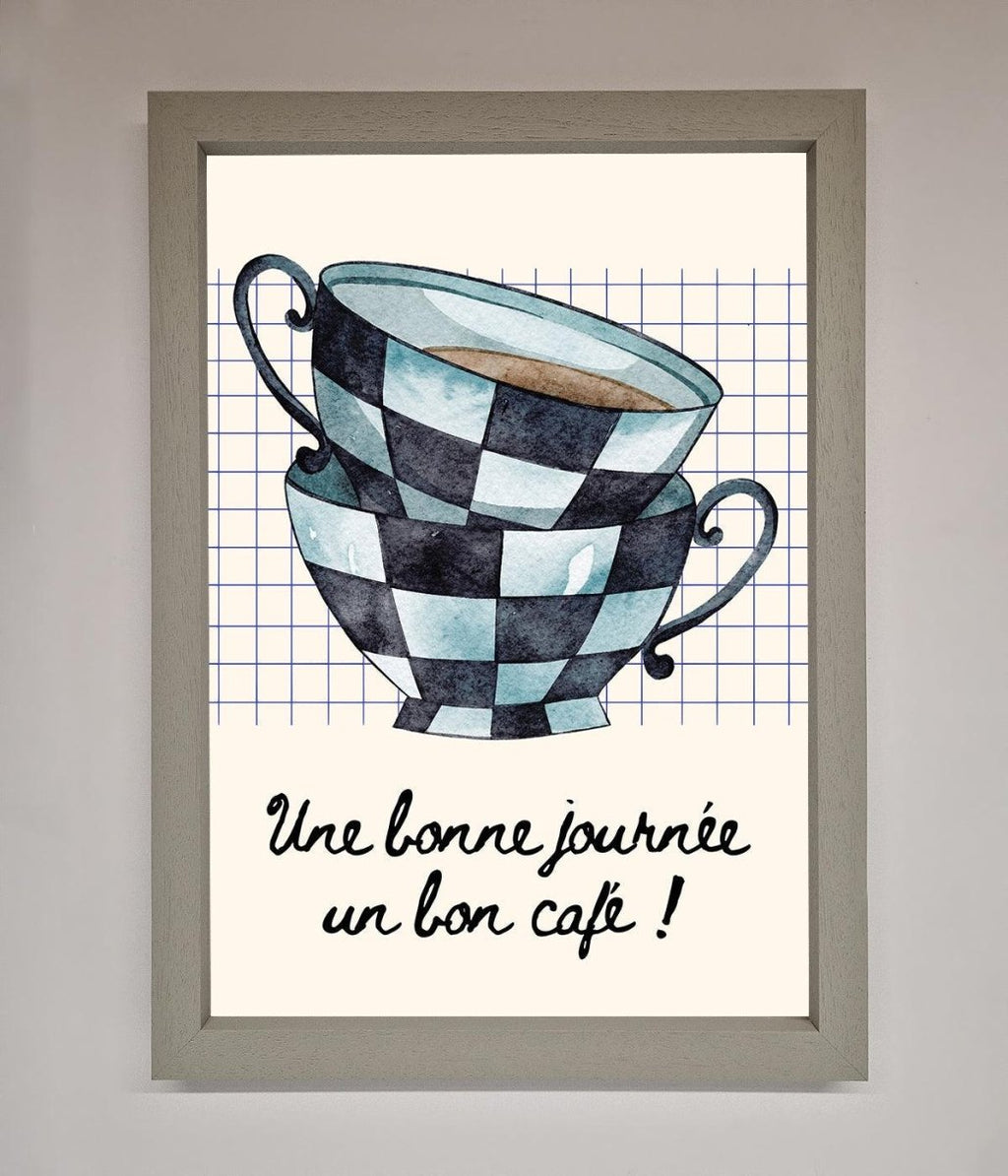 Blue Teacup Stack Kitchen Framed Wall Art