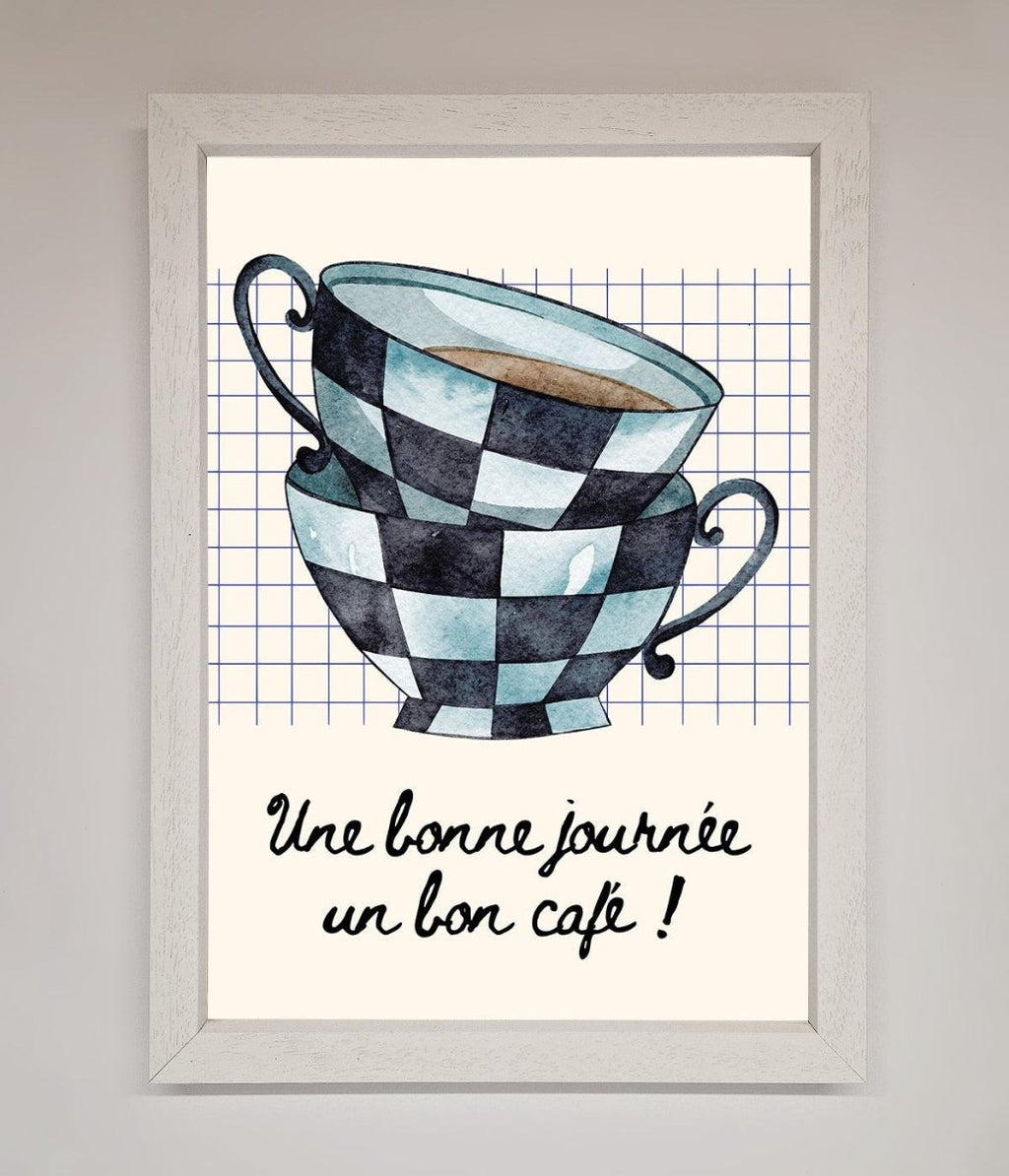 Blue Teacup Stack Kitchen Framed Wall Art