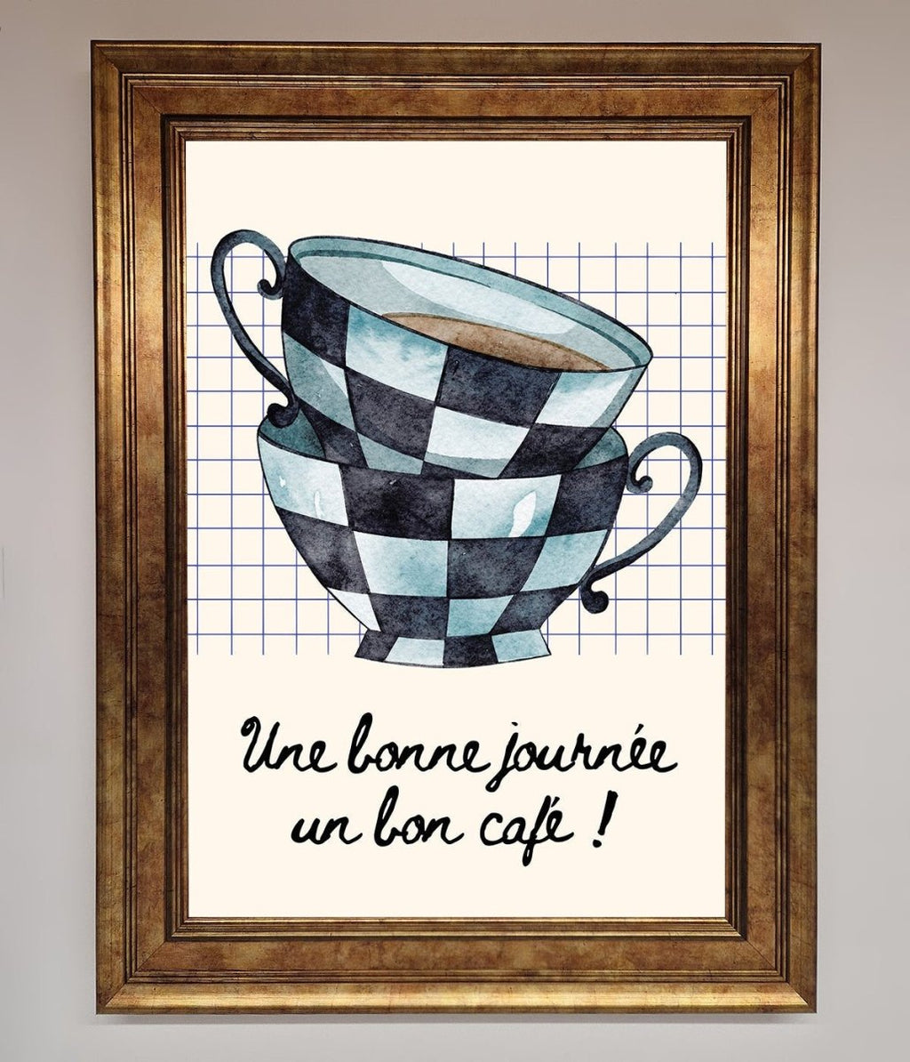 Blue Teacup Stack Kitchen Framed Wall Art