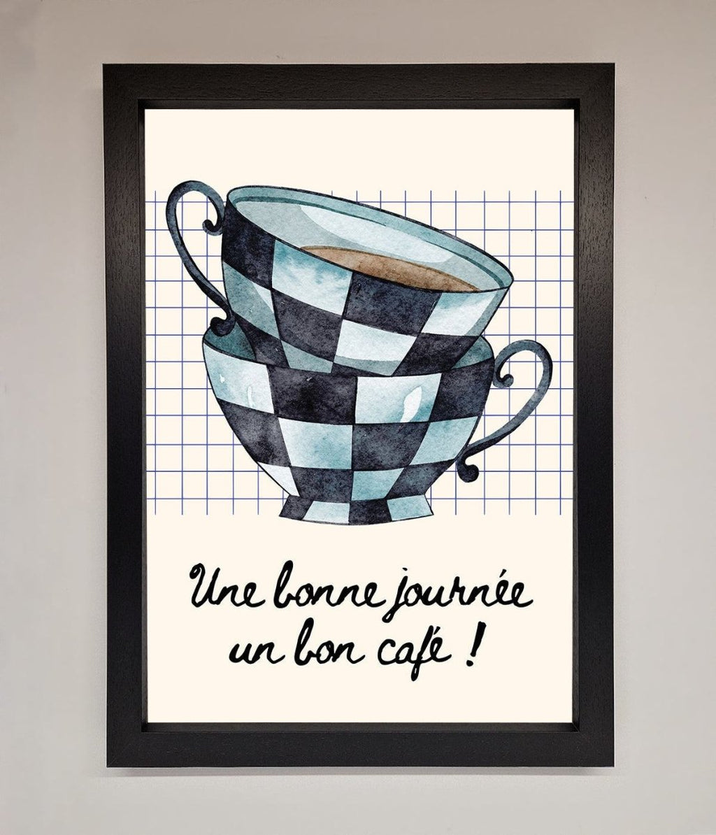 Blue Teacup Stack Kitchen Framed Wall Art