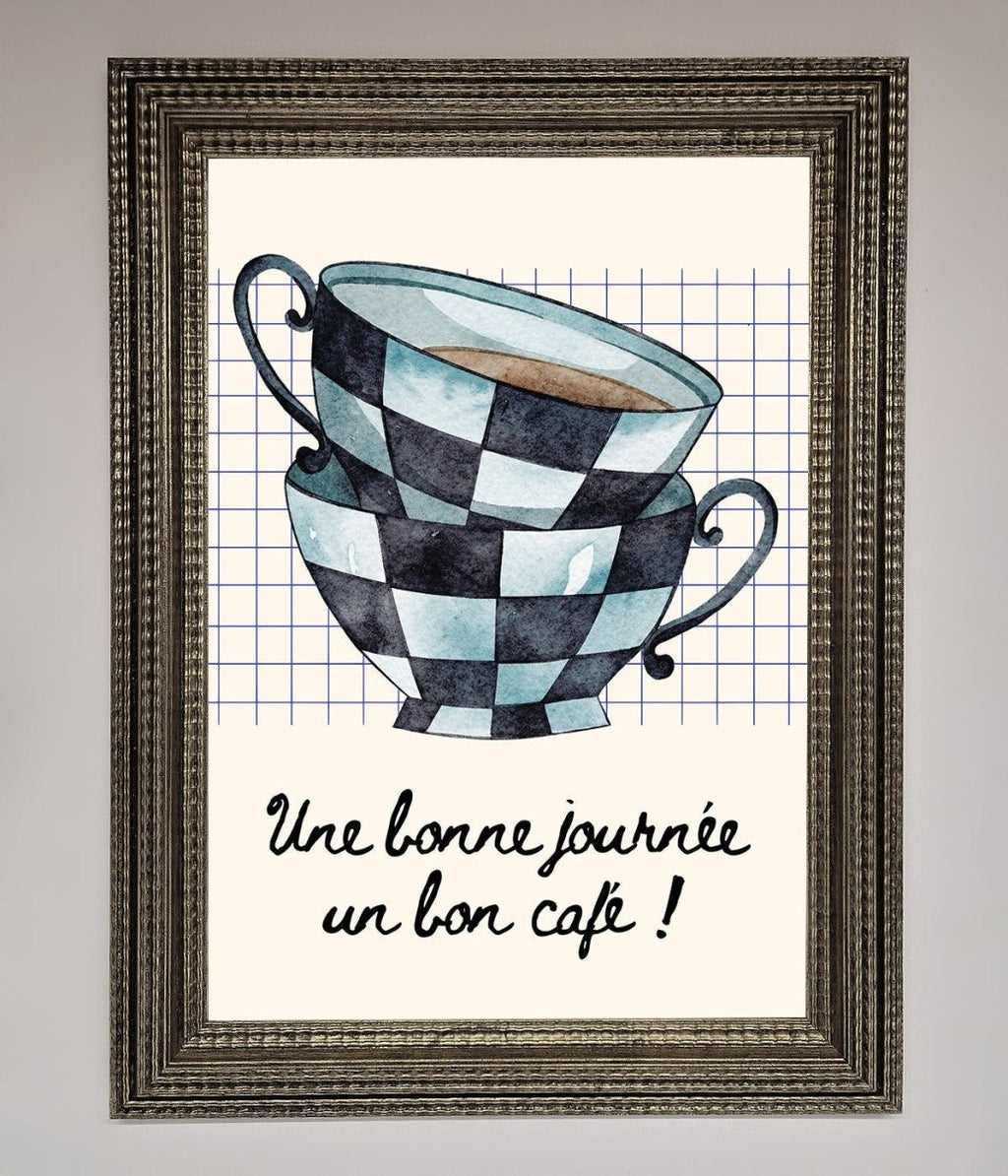 Blue Teacup Stack Kitchen Framed Wall Art