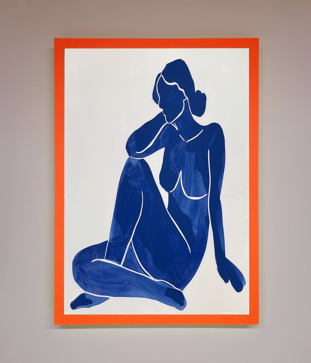 Blue Woman Pose Matisse Style Framed Print