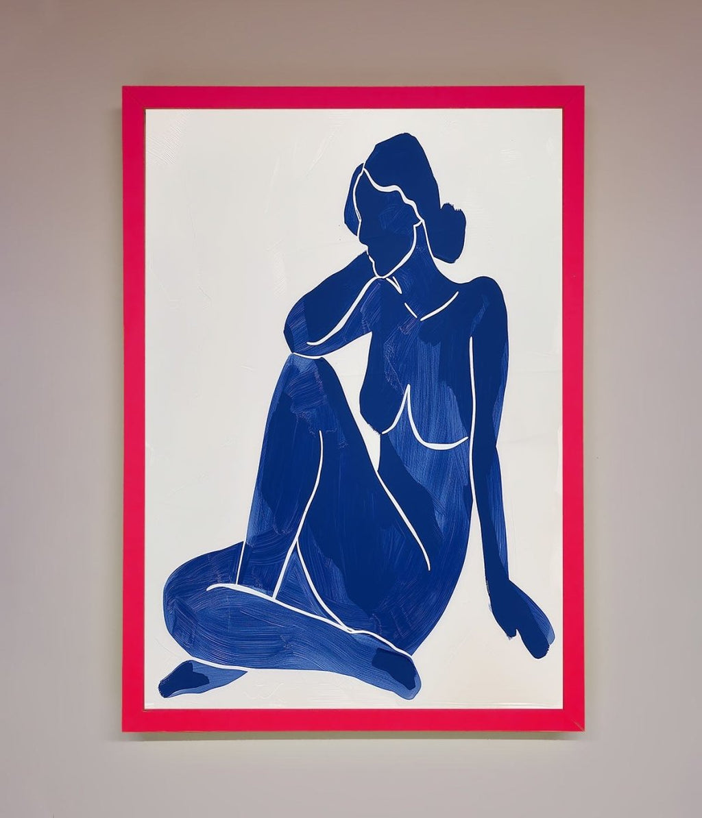 Blue Woman Pose Matisse Style Framed Print