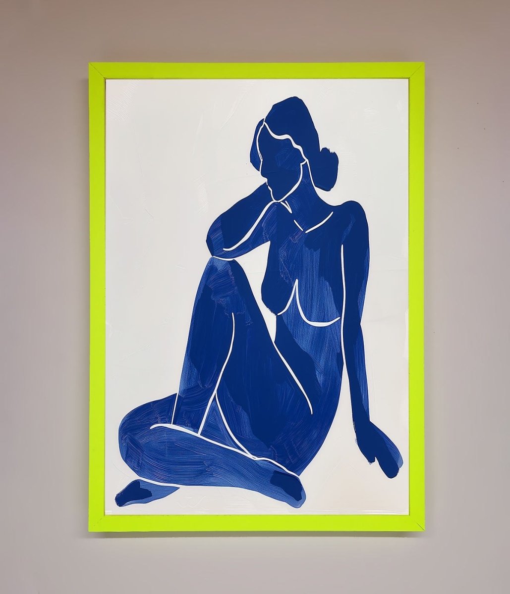 Blue Woman Pose Matisse Style Framed Print