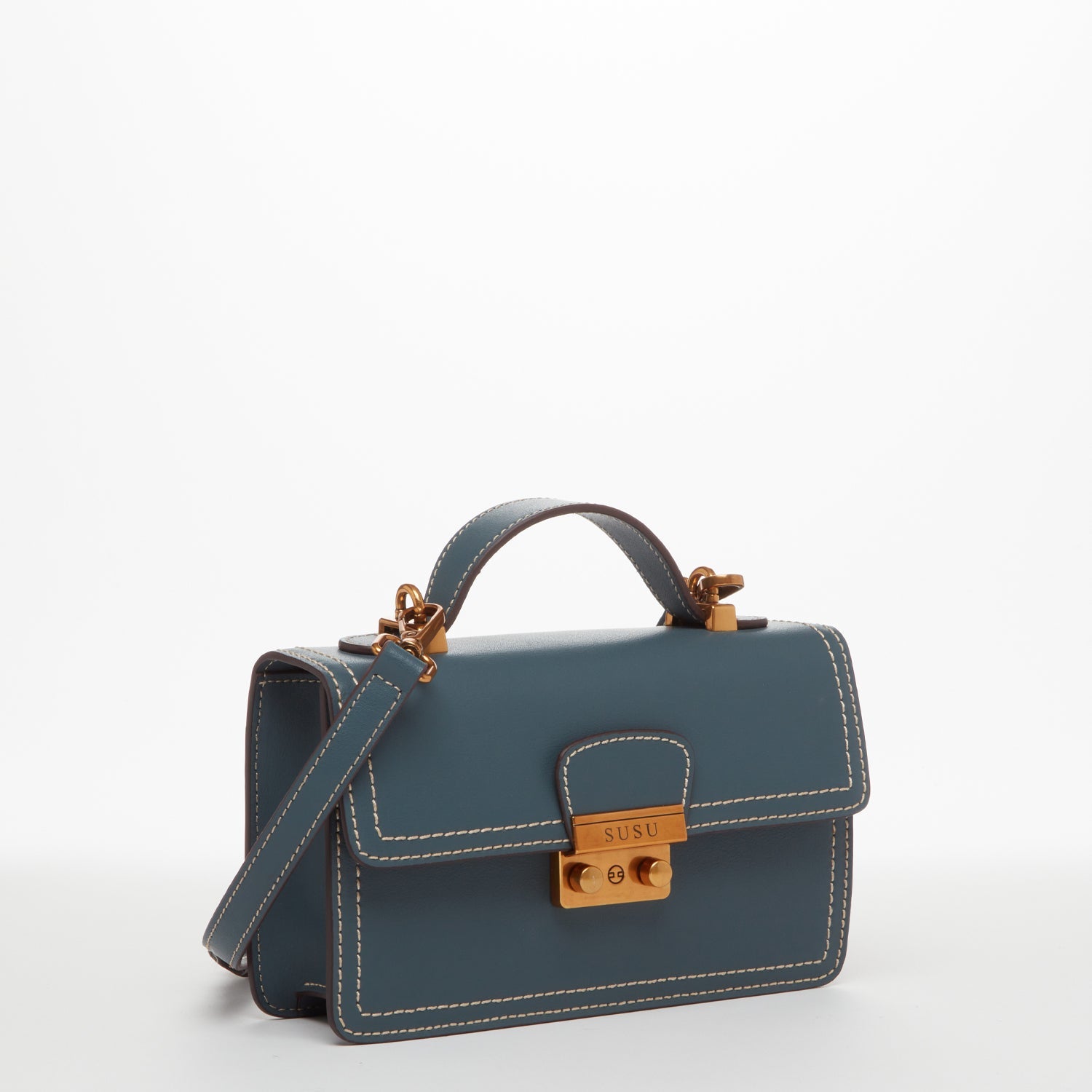 Small Blue Leather Crossbody Bag