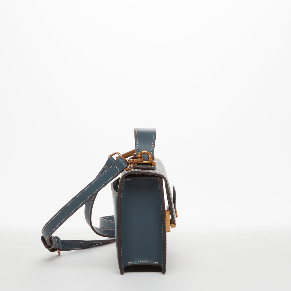 Small Blue Leather Crossbody Bag