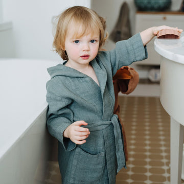 Kids Waffle Linen Bathrobe – Cozy & Hypoallergenic by Linen Tales at www.brixbailey.com