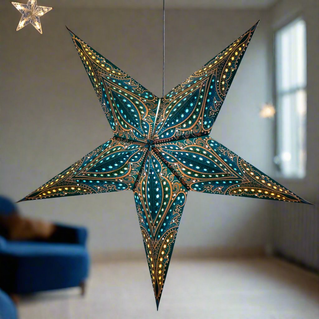Electric Blue Paper Star Lantern Fantasia Chill