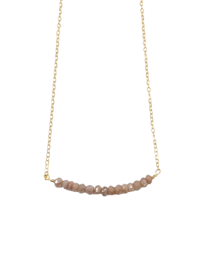 Michelle Bar Necklace in Peach Moonstone