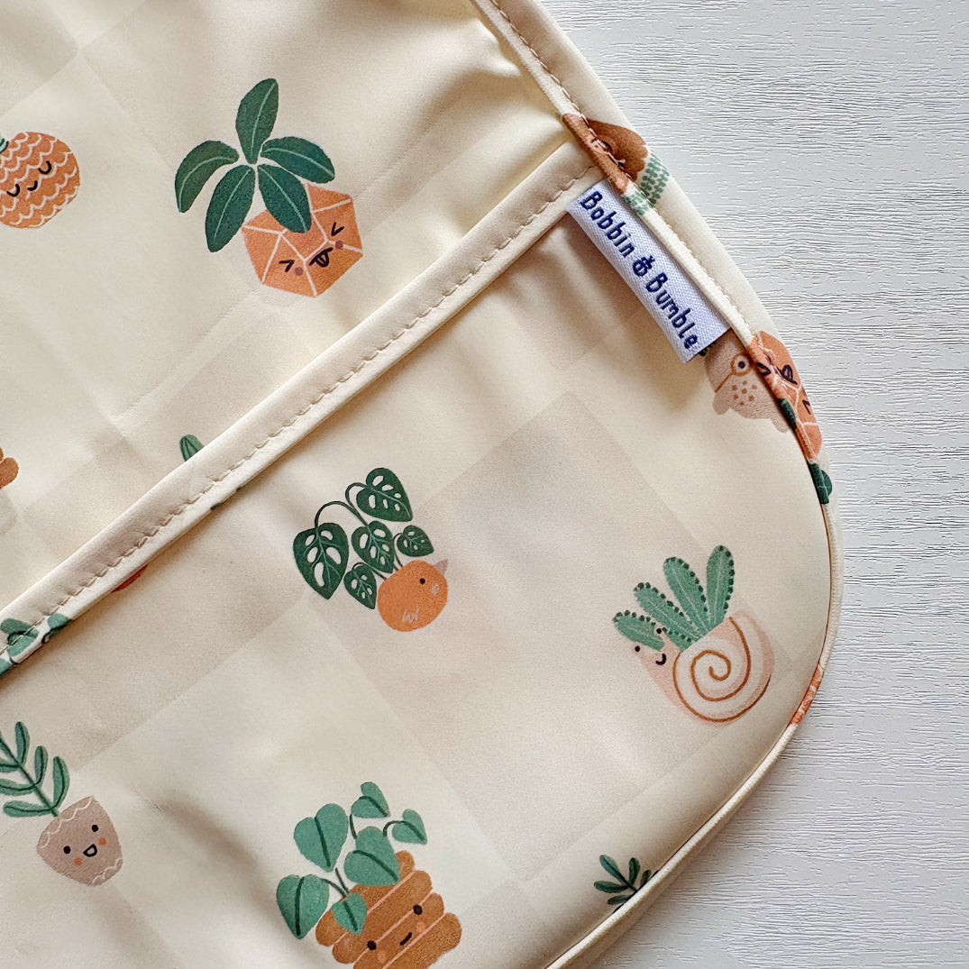 Long Sleeved Baby Bib - Pot Plants