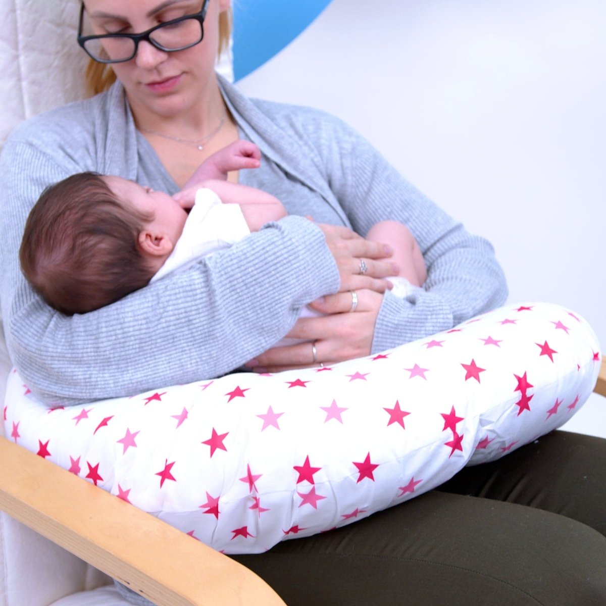 Nursing Pillow Cover in Little Pink Star