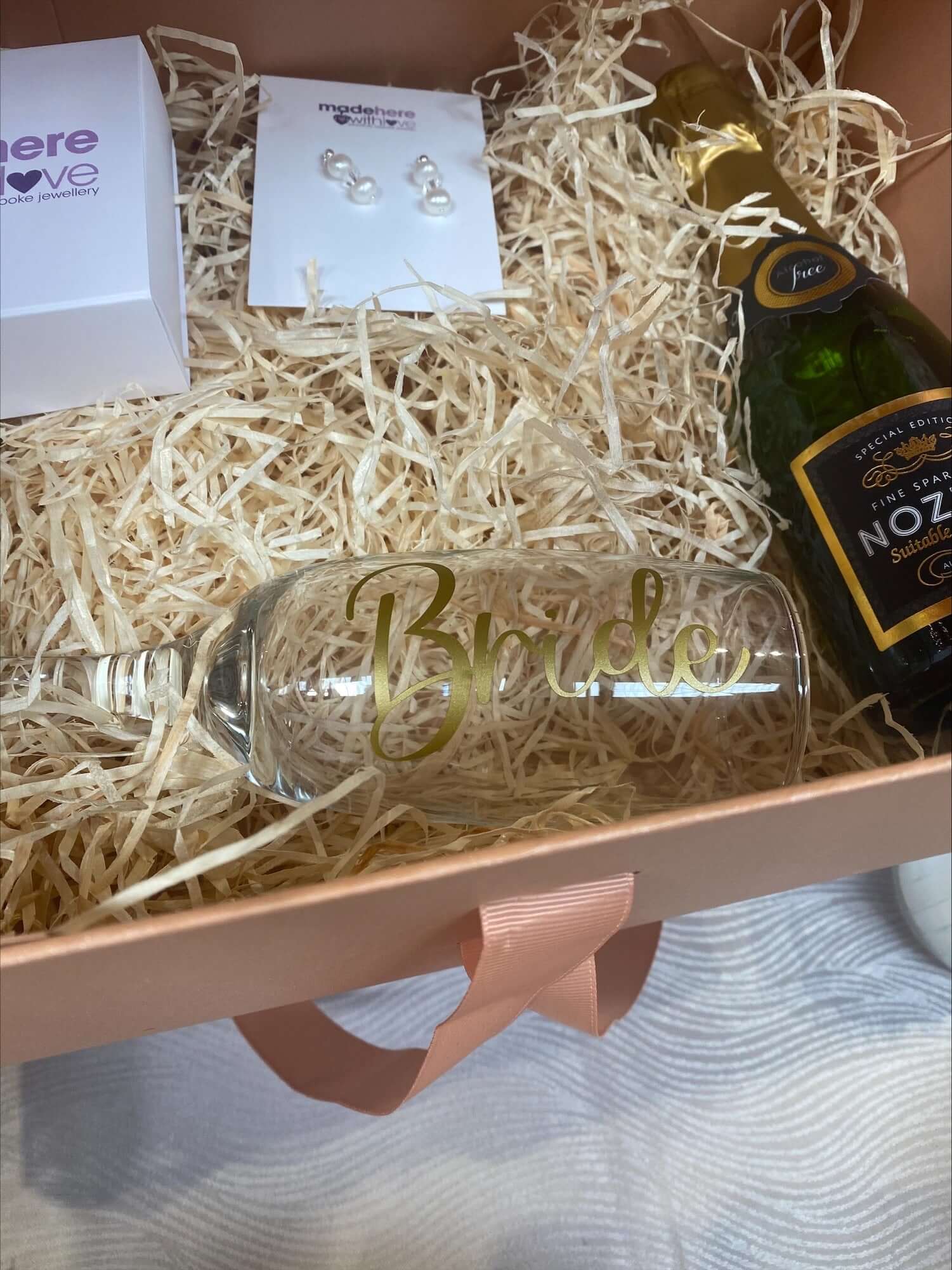 Bride to Be Celebration Box with Personalized Glass and Prosecco