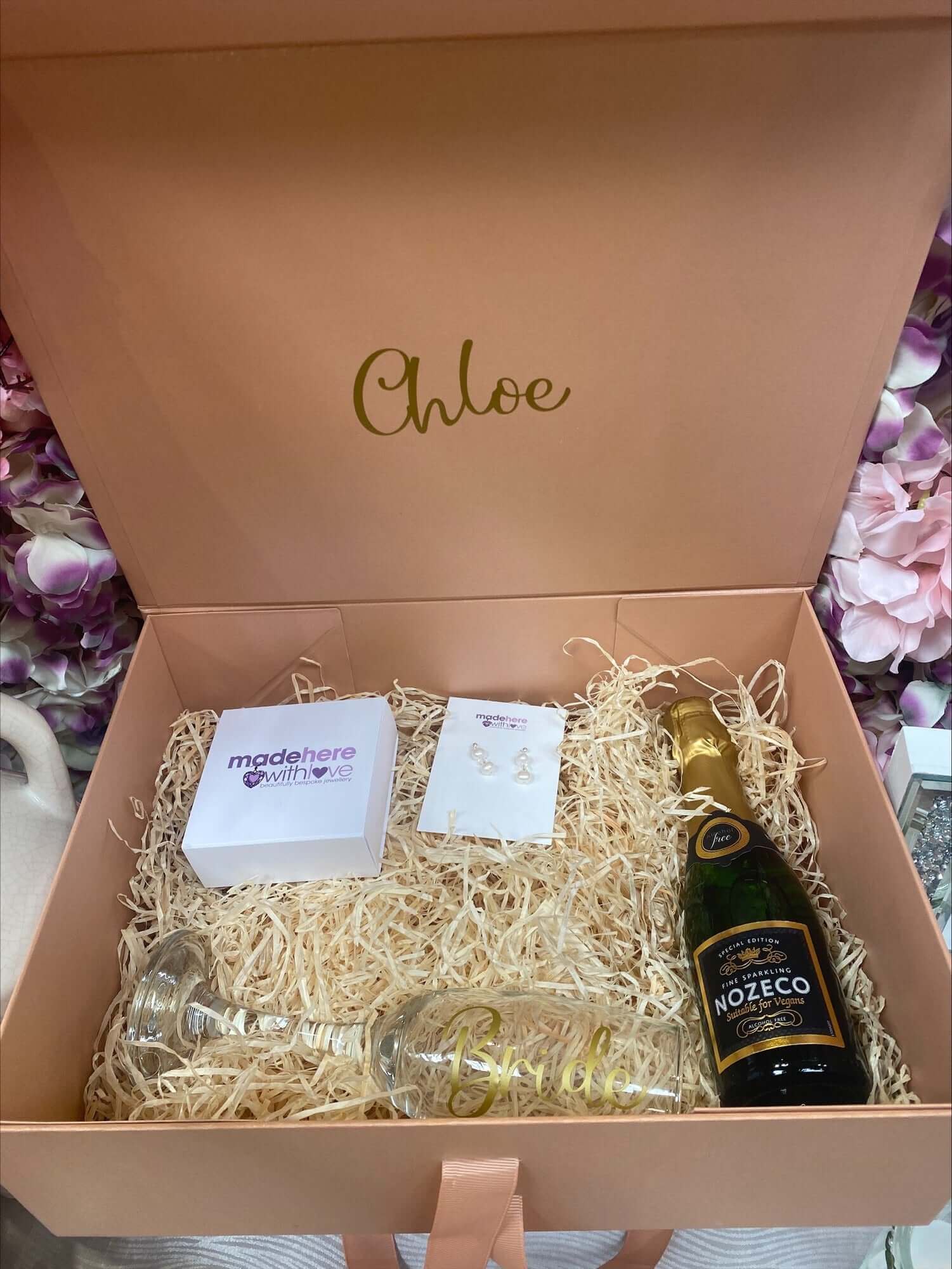 Bride to Be Celebration Box with Personalized Glass and Prosecco