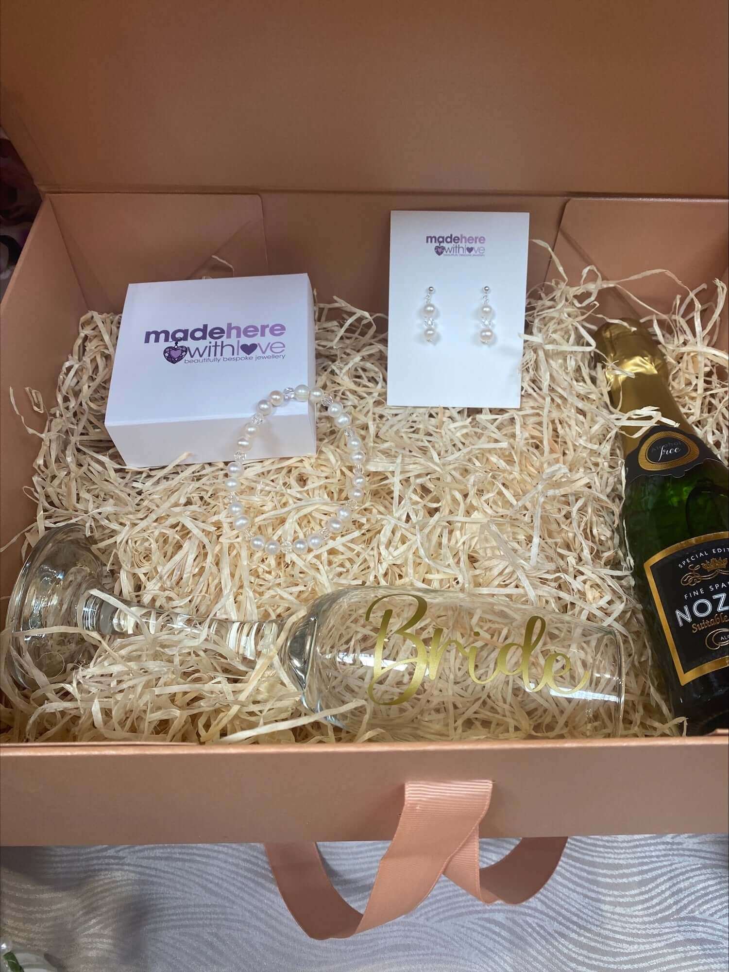 Bride to Be Celebration Box with Personalized Glass and Prosecco