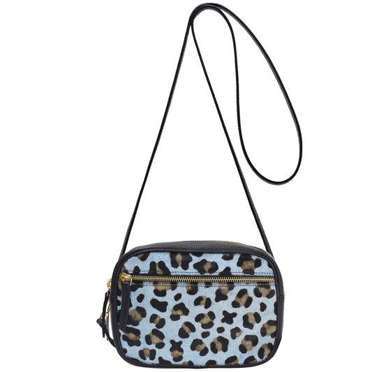 Blue Animal Print Convertible Leather Crossbody Bag Brix and Bailey Ethical Bag Brand