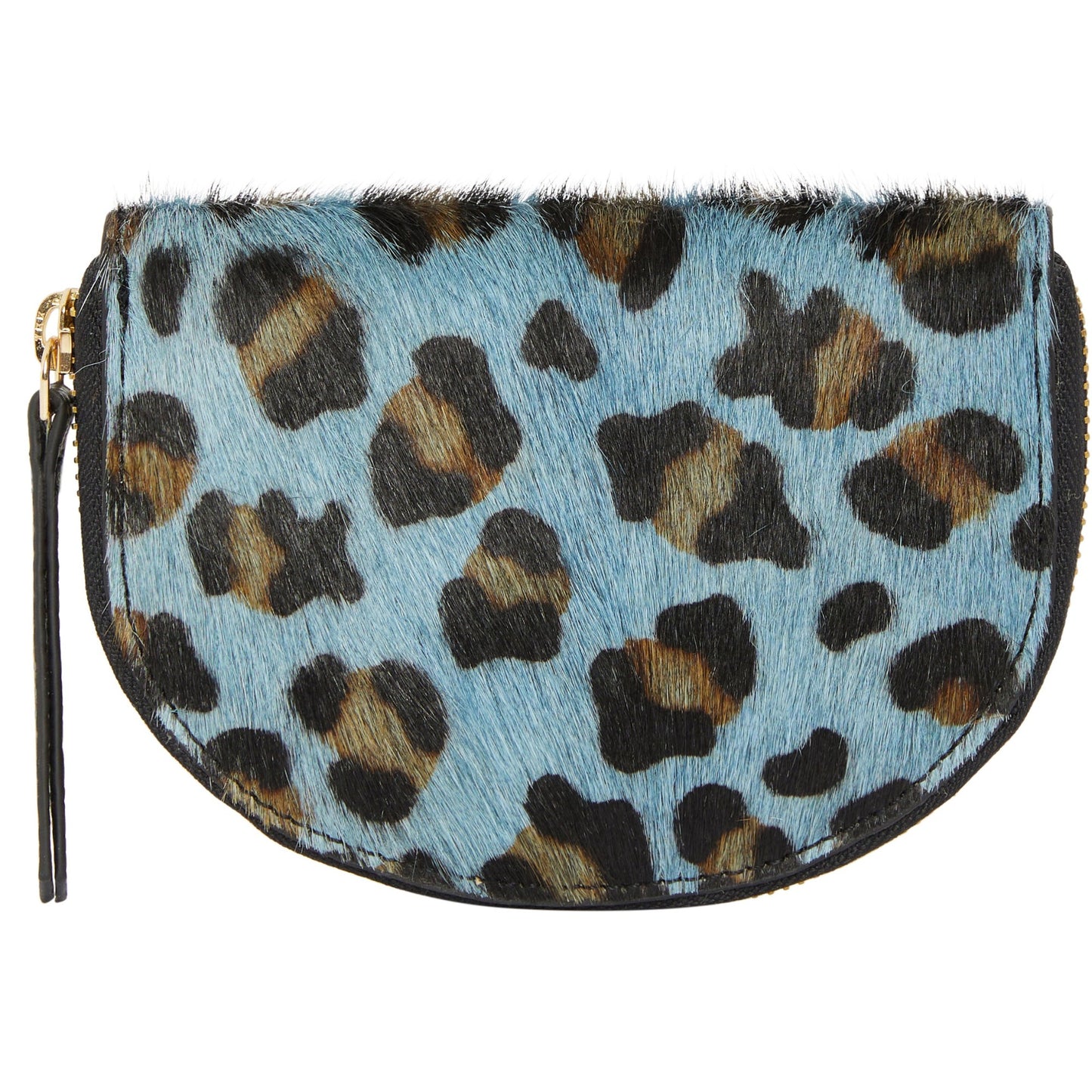 Blue Animal Print Leather Zip Around Half Moon Purse Brix and Bailey Ethical Brand