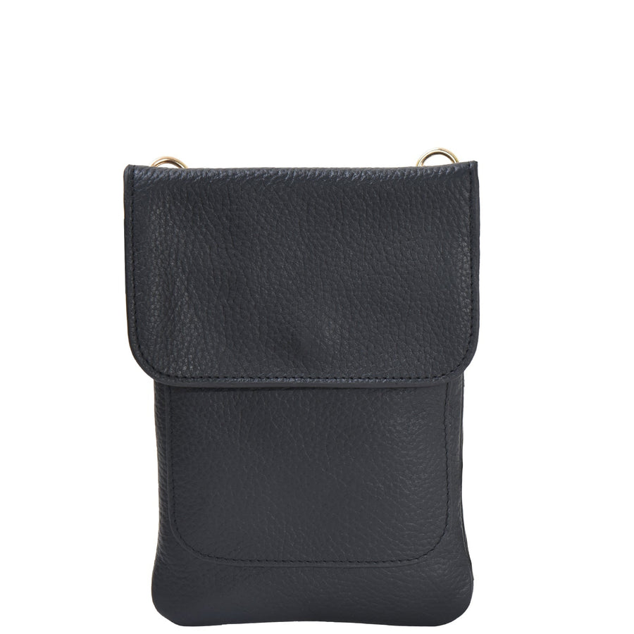 Black Crossbody Phone Leather Bag – Stylish & Eco-Friendly by Brix + Bailey at www.brixbailey.com