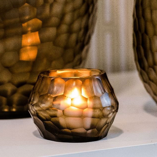 HEMATITE CANDLEHOLDER - H9 D11 cm - STEELGREY