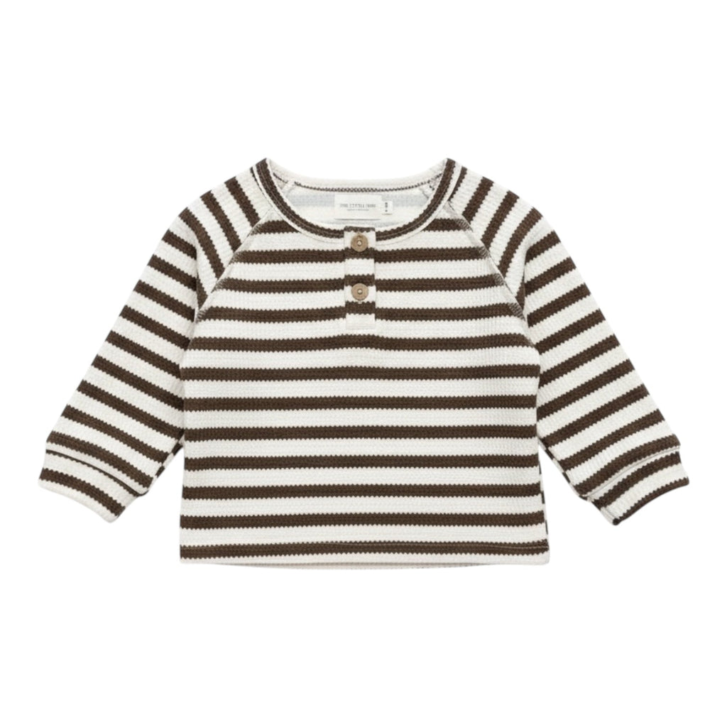 Brown and White Striped Thick Long Sleeve Top