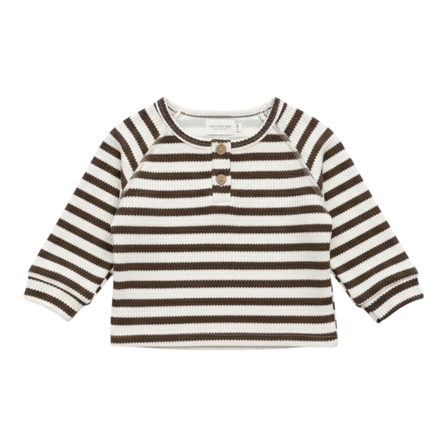 Brown and White Striped Thick Long Sleeve Top