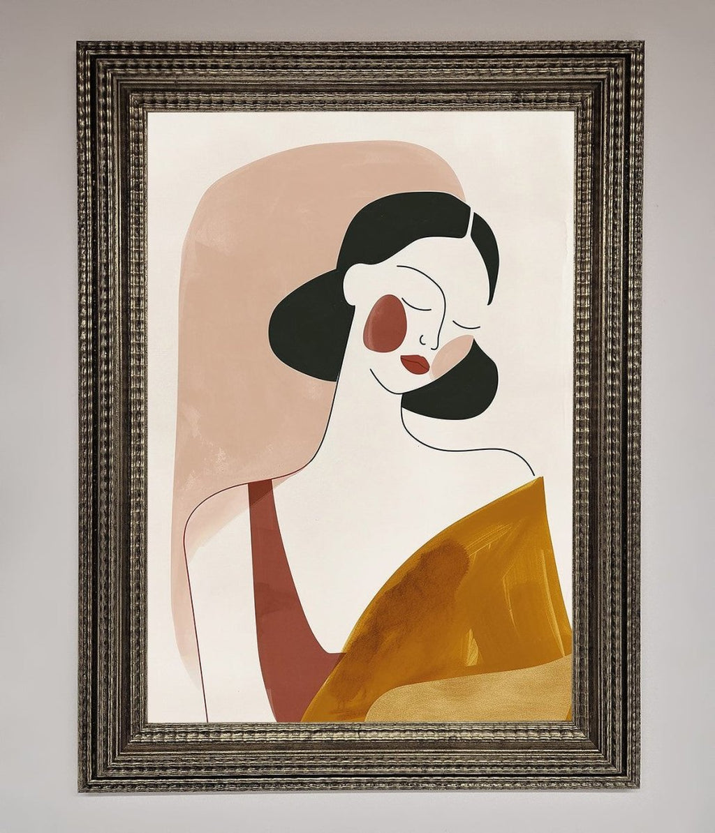 Browns Line Drawing Woman Framed Print