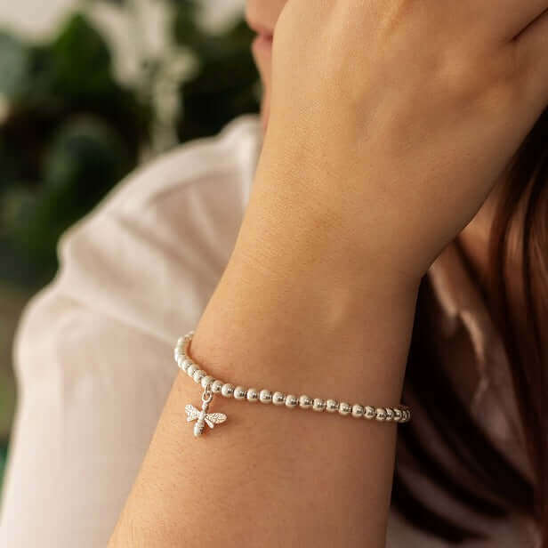 Silver Bee Stretch Bracelet