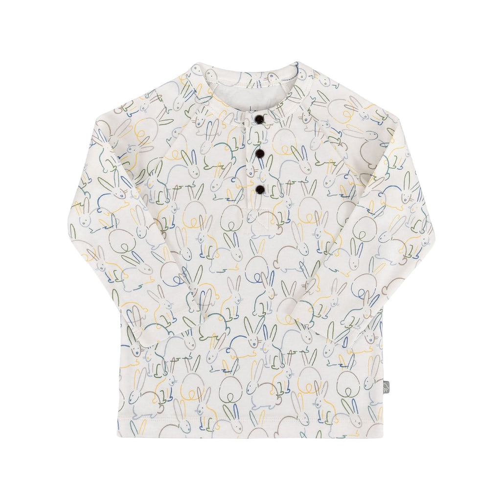 Organic Cotton Henley with Bunnies Print