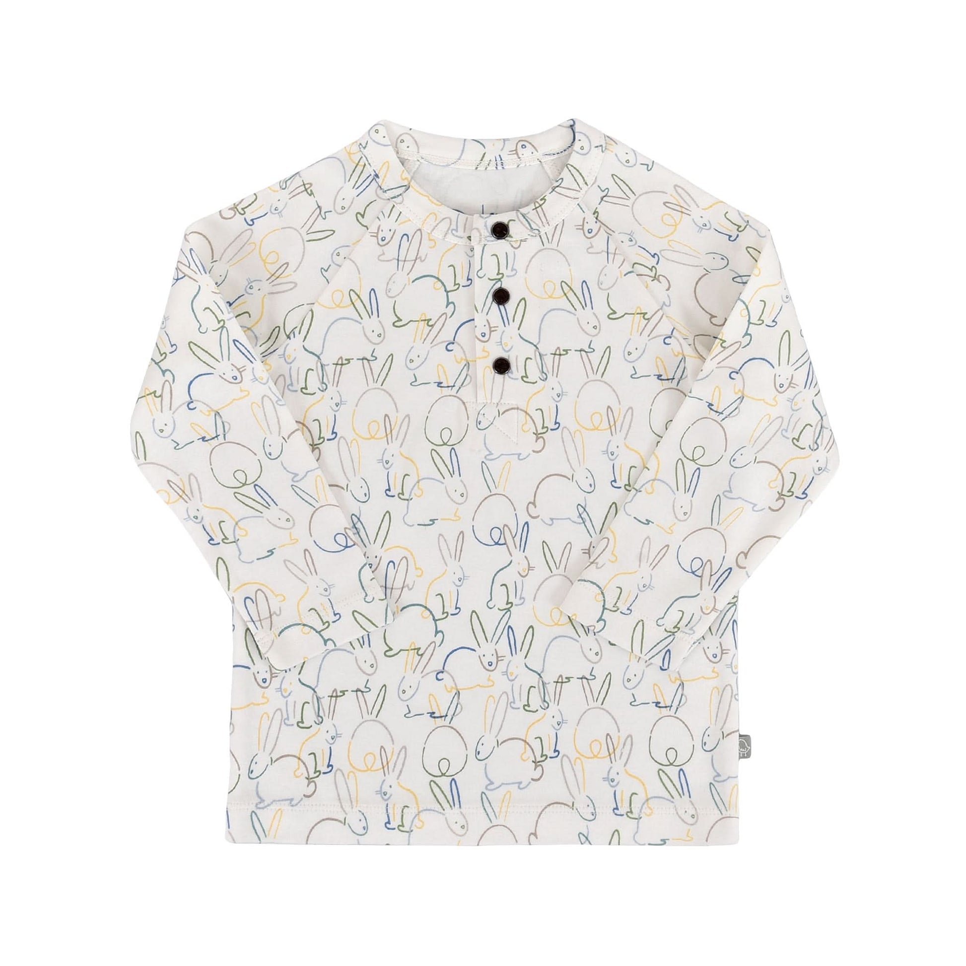 Organic Cotton Henley with Bunnies Print