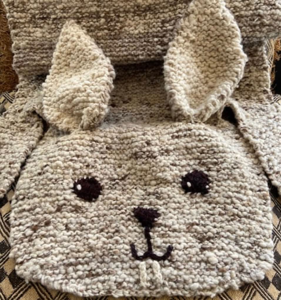 Organic Wool Play Mat and Nursery Rug Bunny