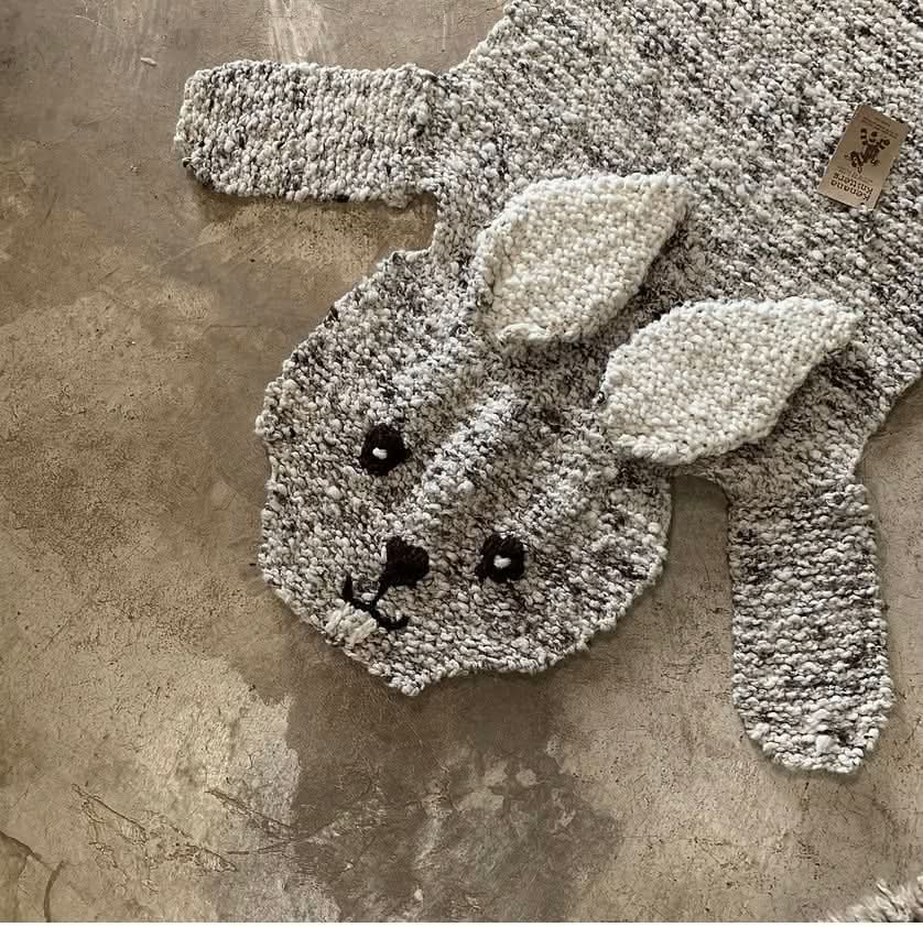 Organic Wool Play Mat and Nursery Rug Bunny