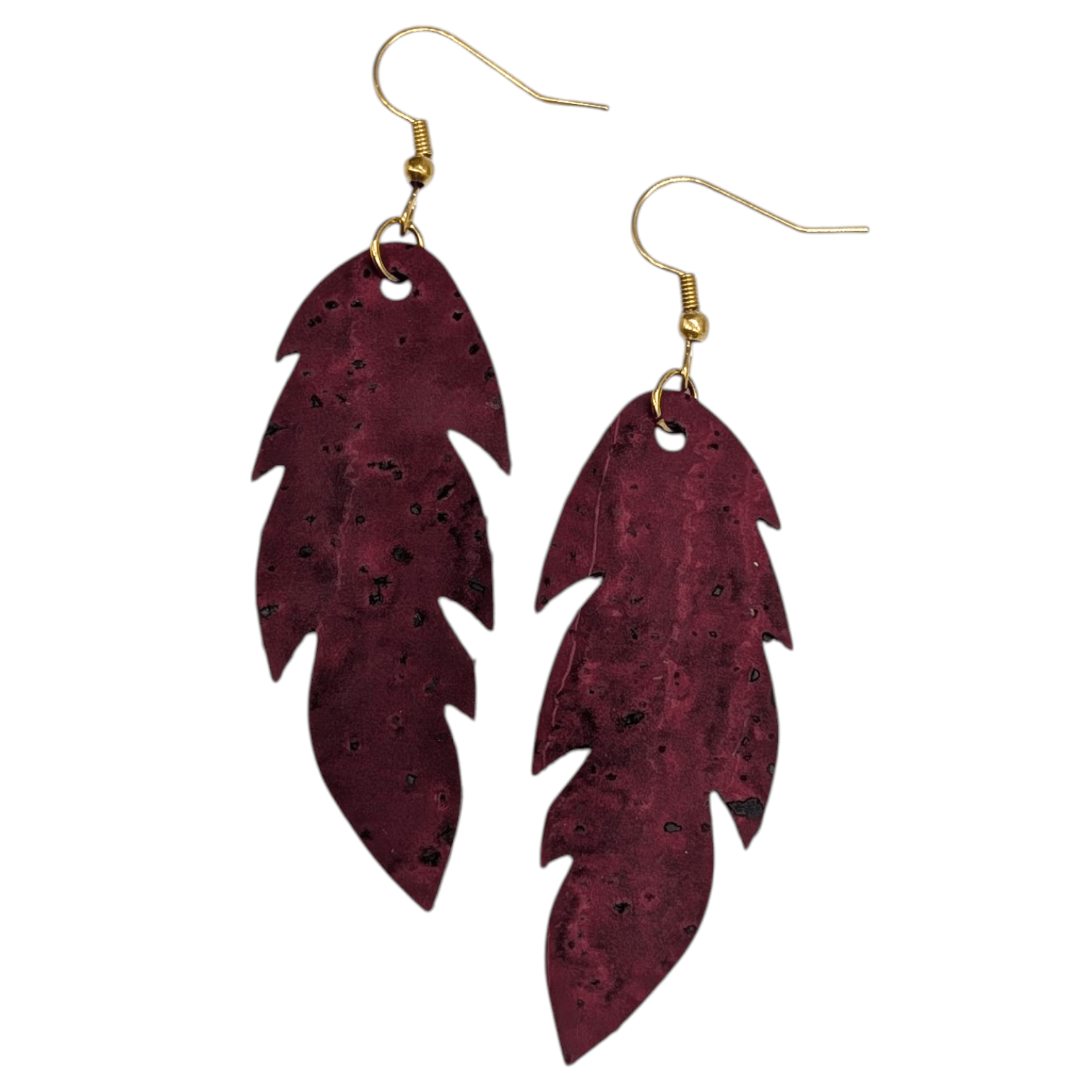 Burgundy leaf earrings