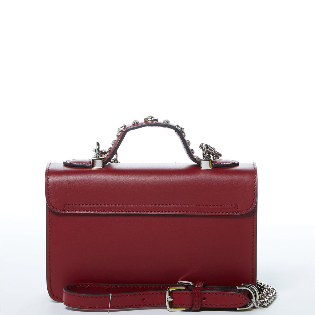 Studded Burgundy Leather Crossbody Bag