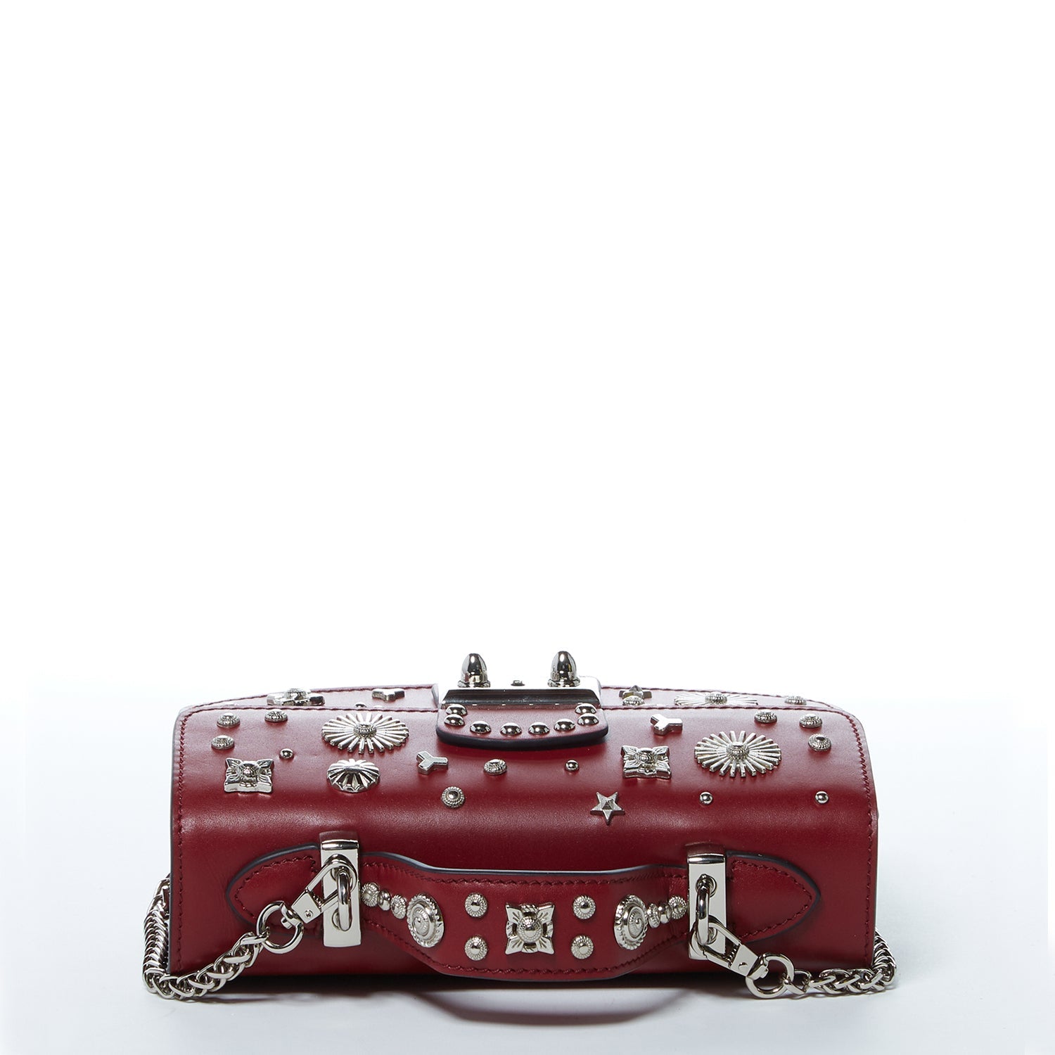 Studded Burgundy Leather Crossbody Bag