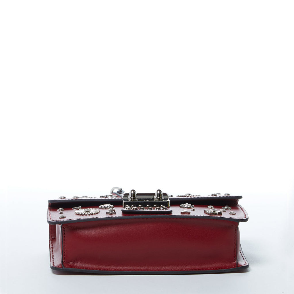 Studded Burgundy Leather Crossbody Bag