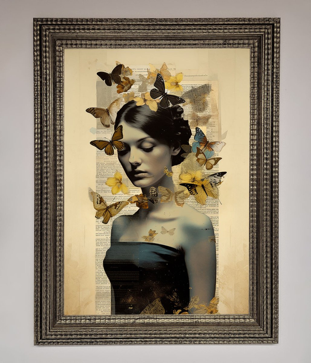 Butterfly Book Woman Framed Poster