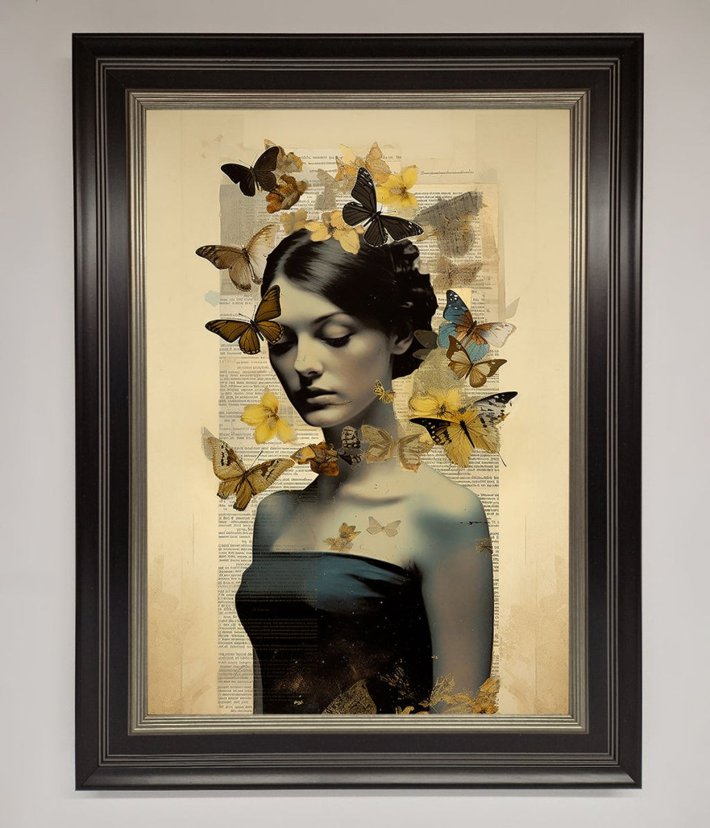 Butterfly Book Woman Framed Poster