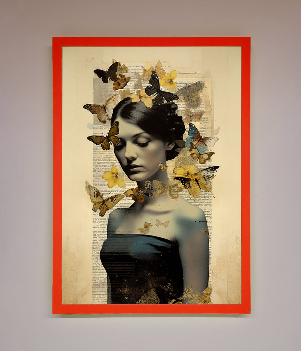Butterfly Book Woman Framed Poster
