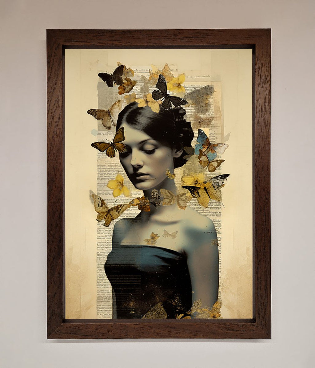 Butterfly Book Woman Framed Poster