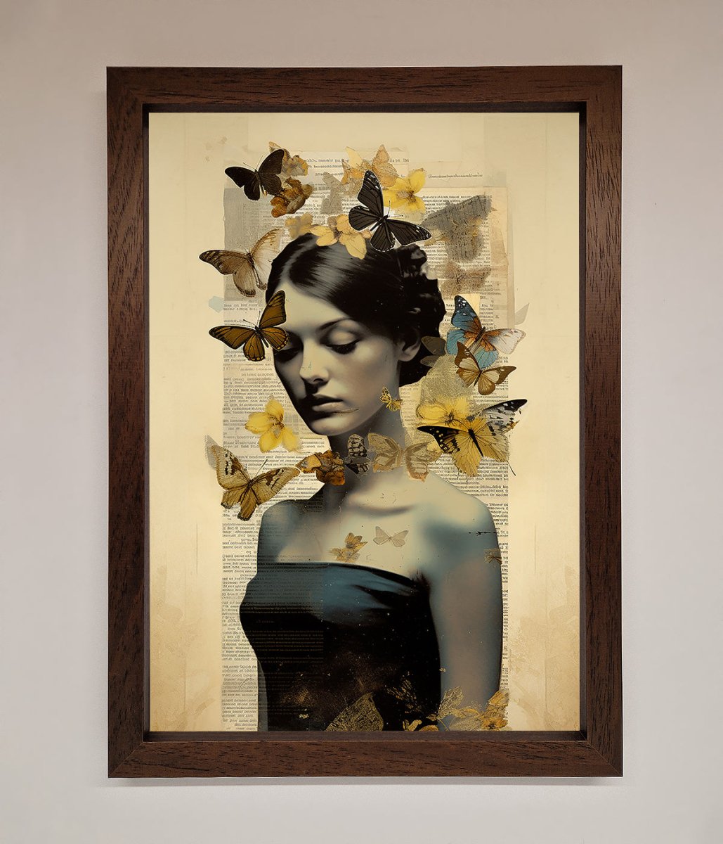 Butterfly Book Woman Framed Poster