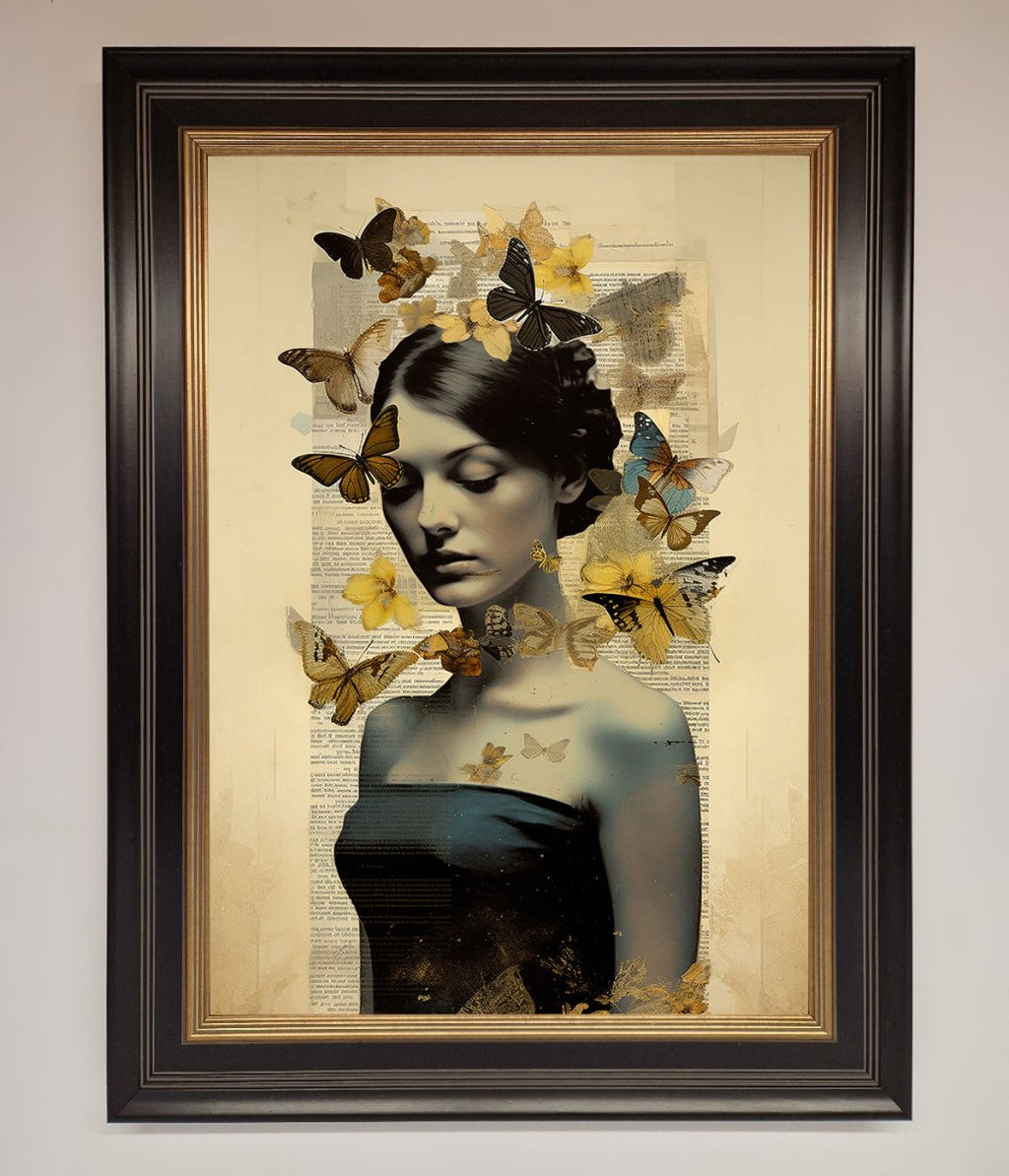 Butterfly Book Woman Framed Poster