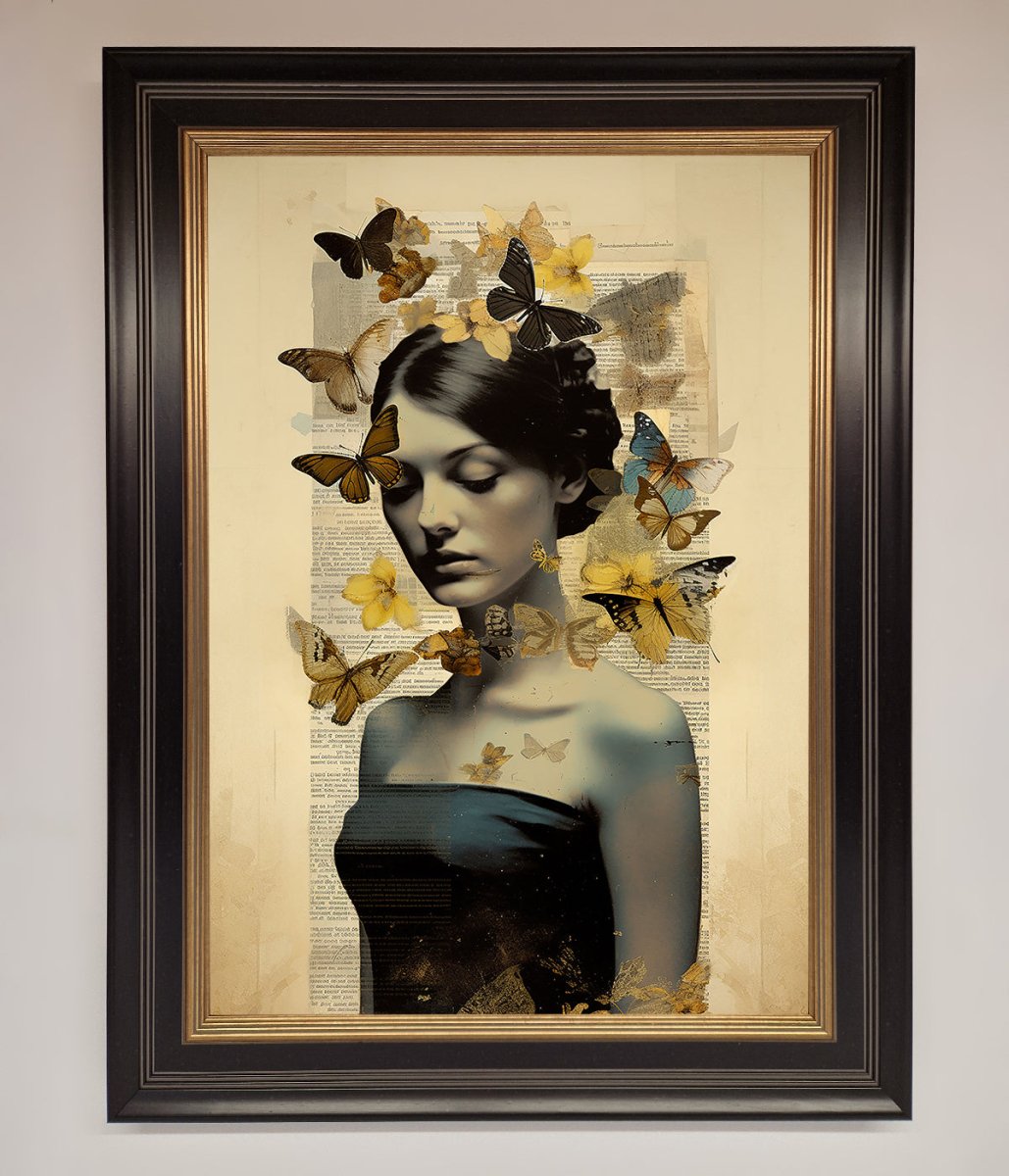 Butterfly Book Woman Framed Poster