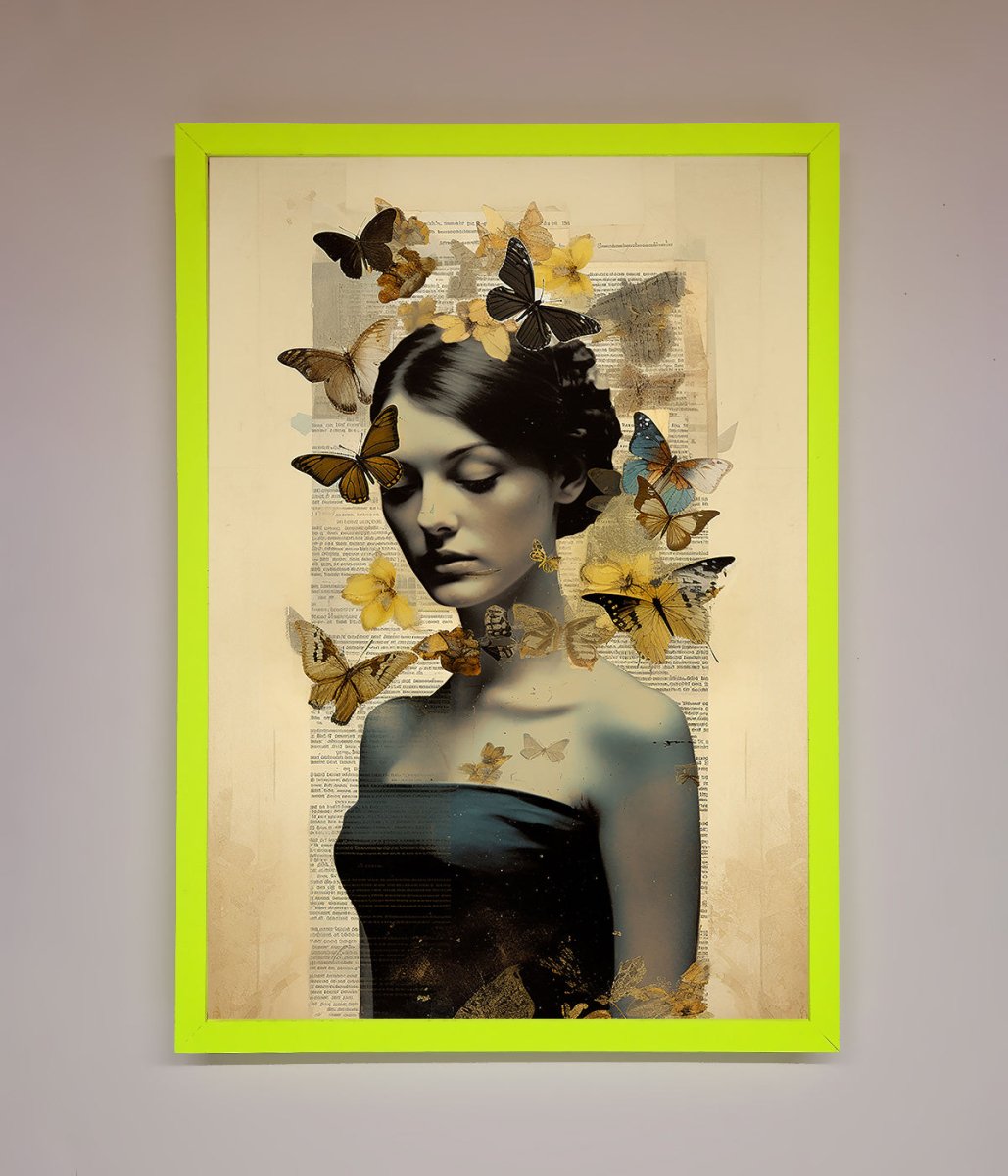 Butterfly Book Woman Framed Poster