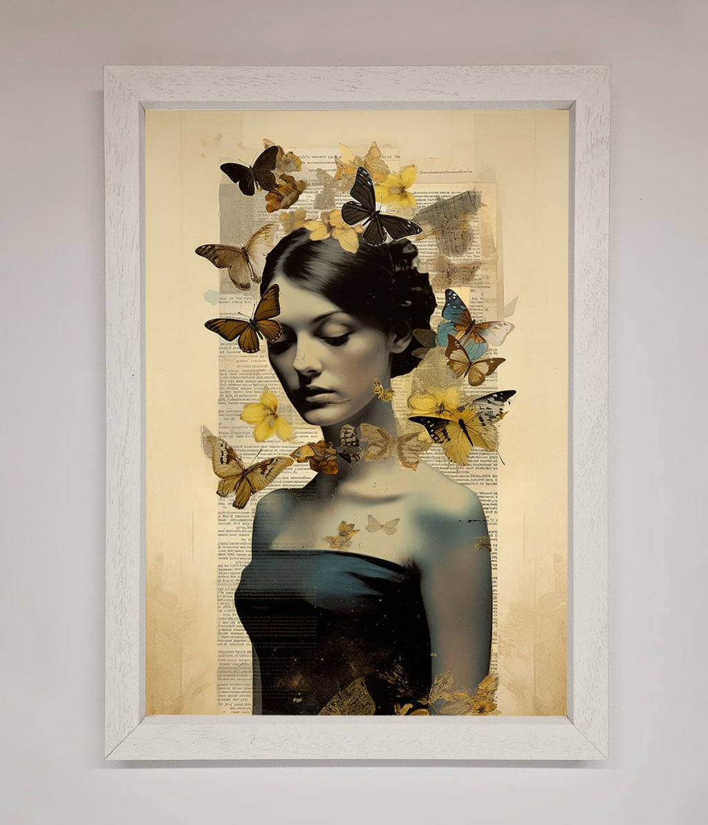 Butterfly Book Woman Framed Poster