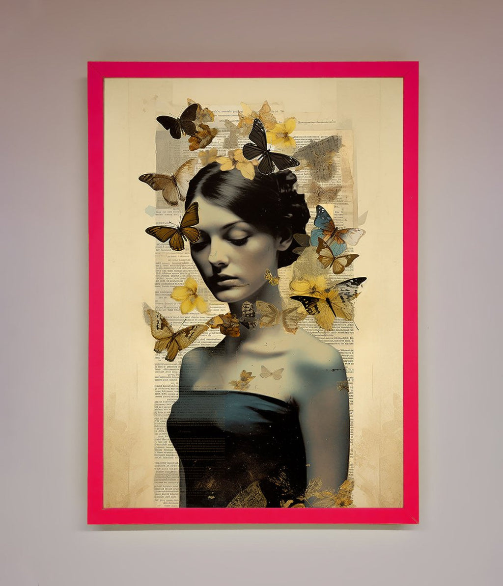 Butterfly Book Woman Framed Poster