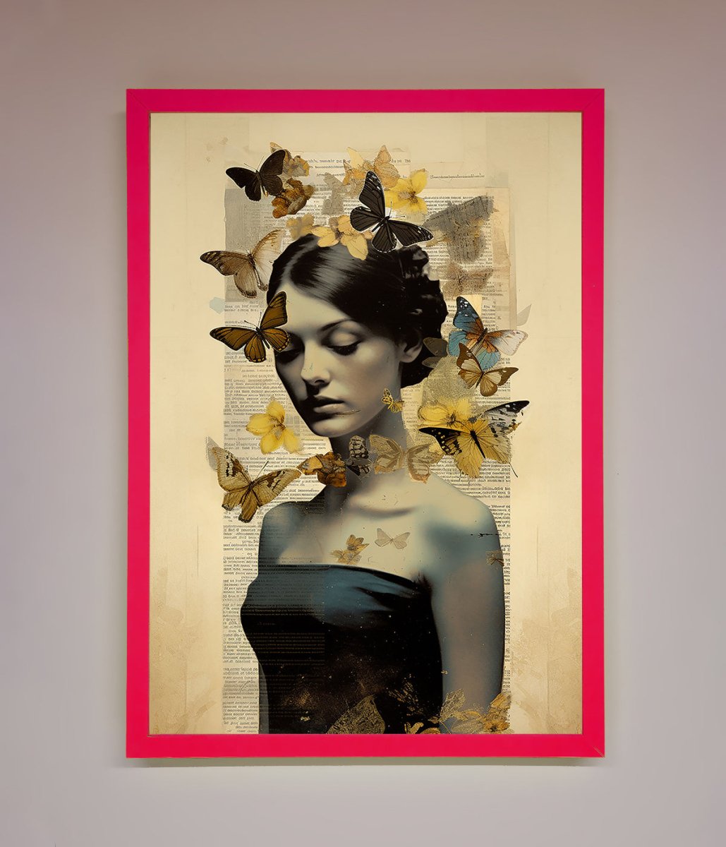 Butterfly Book Woman Framed Poster