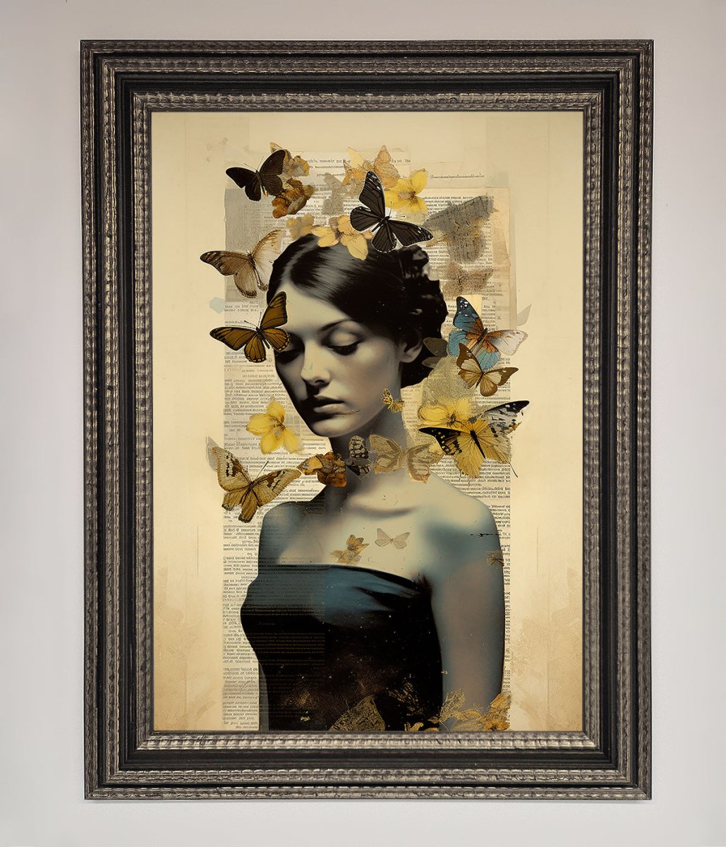 Butterfly Book Woman Framed Poster