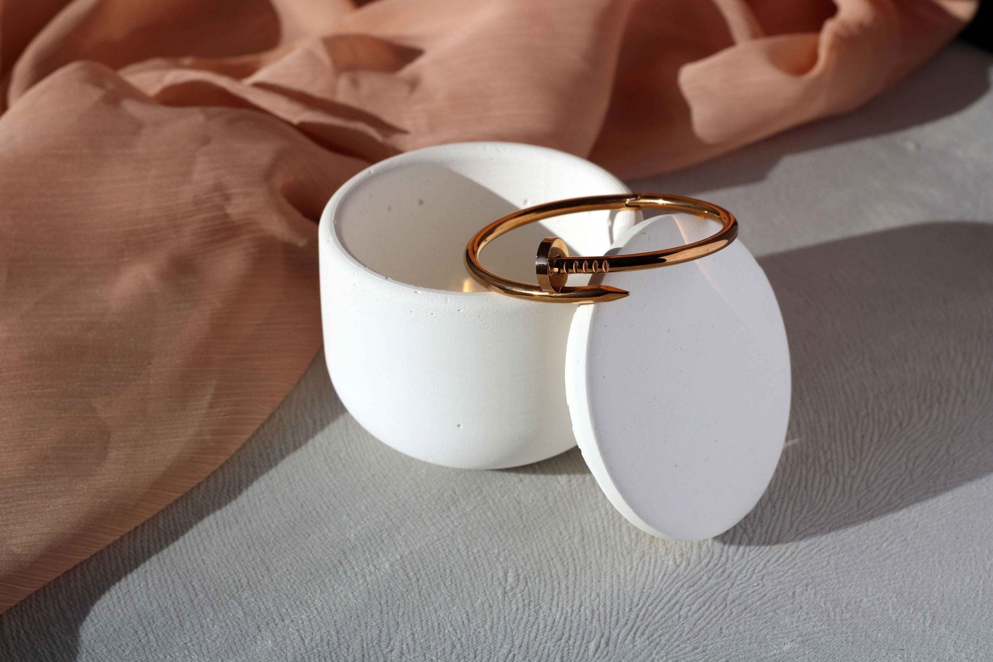 White Concrete Jewellery Holder and Tealight Stand