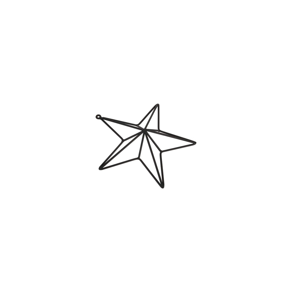 Matte black convex metal star wall art, modern 35cm contemporary decor with dimensional depth by Sostter at brixbailey.com