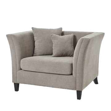 Taupe snuggle chair with plush cushioning and solid wood frame for modern farmhouse or contemporary living rooms   

- **Keywords included:** taupe, snuggle chair, plush cushioning, solid wood frame, modern farmhouse, contemporary  
- **Clear description:** Describes color, comfort features, and style versatility  
- **SEO & accessibility optimized:** Concise, avoids redundancy, focuses on key visual and functional details by Sostter at brixbailey.com